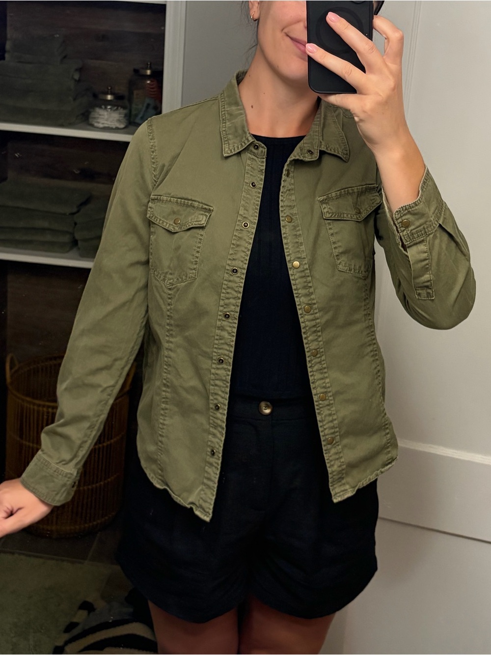Forever 21 Olive Green Military Shirt Jacket